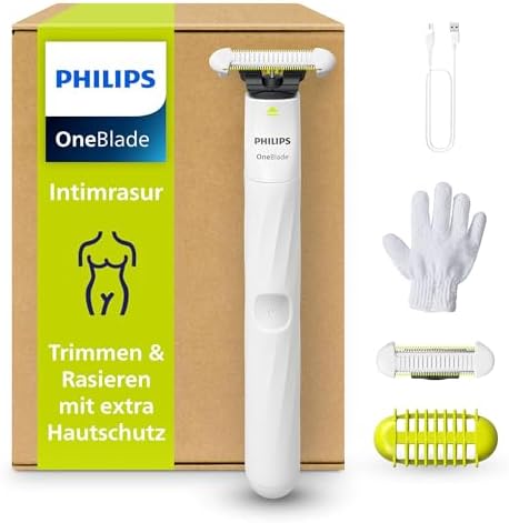 OneBlade Intimate, Intimrasur, Trimmen & Rasieren mit extra Hautschutz, Für eine gründliche und angenehme Rasur – ohne komplett glatt zu rasieren, Modell QP1924/28