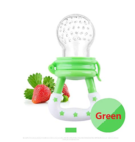 2 Pack Fresh Food & Fruit Feeding Pacifier - Silicone Teething Pacifiers | Great Baby Nibbler Food Feeder Teether | Baby Feeding Teething Toys Set for Toddlers & Kids (Medium, Blue/Green)