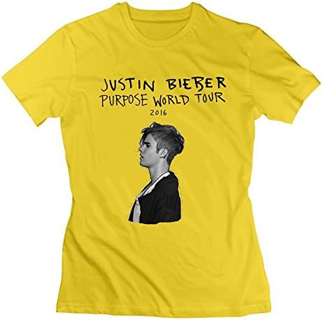 Humorous uncle Women's 2016 Justin Bieber Purpose World Tour T-Shirts XXX-Large Yellow