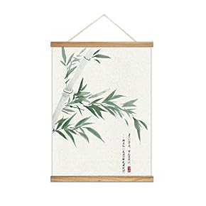 Wooden Framed Hanging Poster Bamboo Wall Picture Canvas Artwork for Home Decoration Ready to Hang - 18"x24" inches
