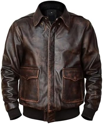 Mens G-1 Fur Collar US Navy Flight Distressed Brown Aviator