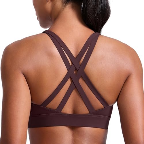 CRZ YOGA Strappy V Neck Sports Bras for Women - Criss Cross Back