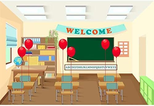 Cassisy 1.5x1m Vinyl Backdrop Welcome Back to School Background Banner Classroom Decor Photo Background for Party Photo Shoots Student Teacher School Studio Props Photography Backdrops