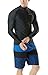 TSLA TM-MZS03-BLK_Large Men's UPF 50+ Zip Front Long Sleeve Top Rashguard Swimsuit MSZ03