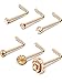 Frienda 6 Pieces 20G Stainless Steel Rose Ball Round Diamond CZ Nose Stud Rings L Shaped Labret Bone Body Piercing Jewelry (Rose Gold)