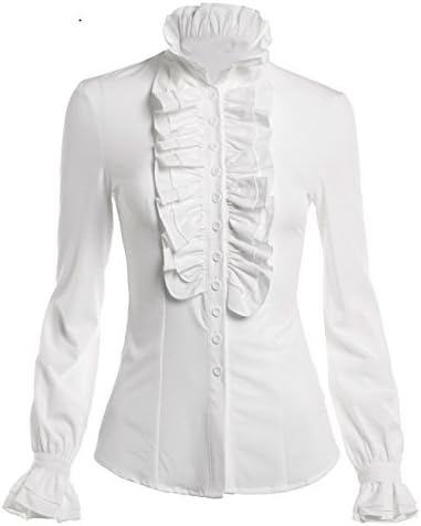 FirpearlWomen Victorian Gothic Shirts Vintage Ruffle Long Sleeve Blouse Tops