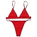 RELTANGL Women's Bikini Halter Top Tie Side Bottom Swimwear Bikini Set, Red, Small