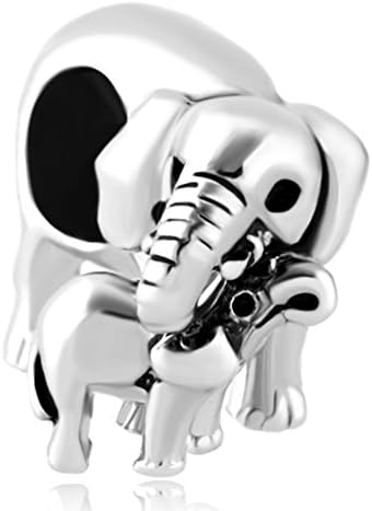 DemiJewelry Elephant Mom Love Baby Sterling Silver Charm Bead fit Charms Bracelet