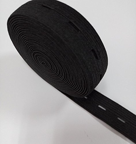 RERIVER 3/4" by 10Yds Buttonhole Elastic and 10pcs Resin Button(White/Black,5Yds each color)