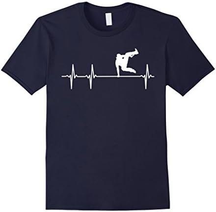 Men's Parkour Freerunning Heartbeat T Shirt - Funny Running Shirt Small Navy