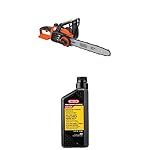 BLACK+DECKER LCS1240 40V MAX Lithium Ion Chainsaw, 12" WITH Oregon 54-026 Chain Saw Bar And Chain Oil - Quart