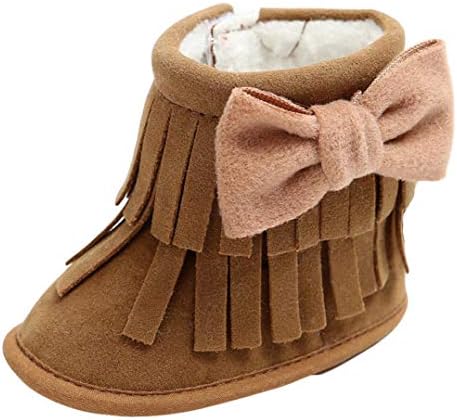 Goodtrade8 Clearance Unisex Baby Girl Snow Boots Toddler Boy Winter Warm Bowknot Double-Deck Tassels Shoes