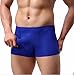 FEESHOW Men's Silky Boxer Briefs Shorts Long Sheath Sleeve Underwear Lingerie Blue Large(Waistline 27.0-41.0