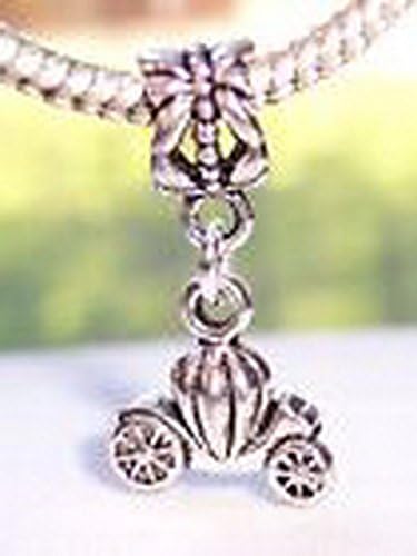 Beads Hut - Carriage Pumpkin Princess Coach Dangle Bead for Silver European Charm Bracelets