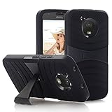 MOTO E4 Case, NOKEA Kickstand Shell & Holster Dual Layer High Impact Defender Case Heavy Duty Non-slip Shockproof Case Cover for Motorola MOTO E4 (MOTO E 4th Gen) (Black)