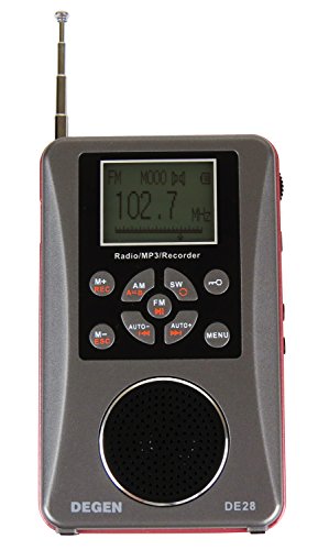 DEGEN DE28 3-in-1 Rechargeable AM FM Short Wave Radio, Radio and Voice Recorder & MP3 Player with Built-in Micro SD TF Card Reader