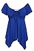 Meaneor Women's Plus Size Slimming V-neck Smocked Empire Waist Top Blouse Tshirt Blue XL
