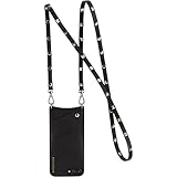 Case For iPhone 8 PLUS, 7 PLUS & 6 PLUS - Stylish SILVER Studs & Black Leather Wallet Phone Cover. Slim Cross-Body Strap Credit Cards Holder. Protection to Carry Mobile Handsfree. Sarah By Bandolier.