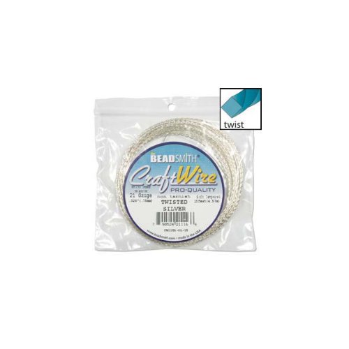 21 Gauge Twisted Square Wire Silver Plated Copper 15 Feet