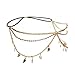HuaYang Lady Girl Forehead Crystal Leaf Style Tassels Headband Link Chain Cuff Headpiece