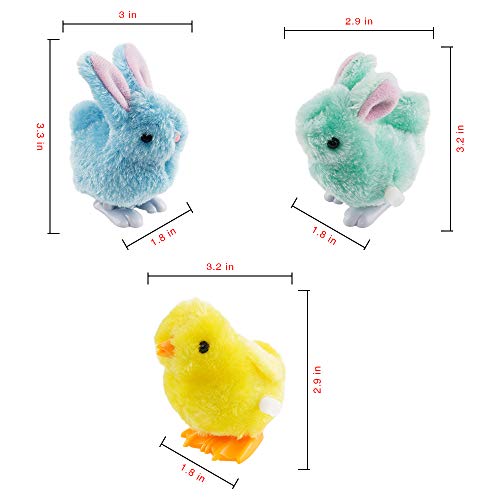 FUNNISM 12 Wind-Up Jumping Cute and Colorful Bunny and Chicken Toys for Easter Basket Fillers,Easter Egg Hunt,Treasure Chests,Classroom Prize Supplies,Birthdays,Kids Gifts and Party Favors - Thumbnail 2
