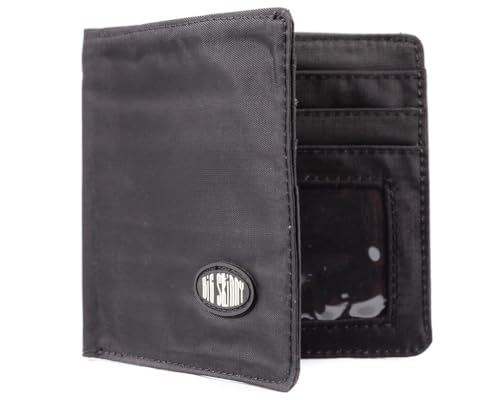 Big Skinny Men's World Bi-Fold Slim Wallet with Zippered Pocket, Holds Up to 35 Cards, Black