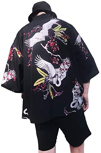 Men Casual Kimono Cardigan Japanese Harajuku Jacket Yukata Coat Ukiyoe Baggy Tops