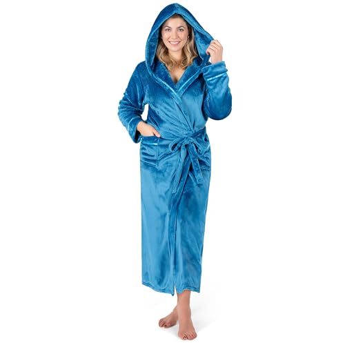 PAVILIA Robes For Women, Fleece Soft Fluffy Bathrobe, Plush Cozy Long Spa Robe