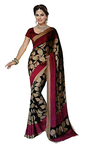 Ishin Bhagalpuri Art Silk Women s Saree,Black & Pink 6.3 Meter Ishin Bhagalpuri Art Silk Women s Saree,Black & Pink 6.3 Meter
