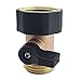E-zoe 03V Heavy Duty Brass Garden Hose Connector with Shut Off Valve Single Brass Water Hose Parts 3/4 Inlet and Outlet Thread with Comfort Grip to Control Water Flow