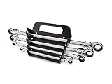 TEKTON WRN77062 Extra Long Flex-Head Ratcheting Box End Wrench Set with Store and Go Keeper, Inch, 5/16-Inch - 3/4-Inch, 4-Piece