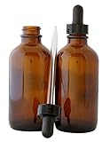 2 OZ (60 ML) AMBER GLASS BOTTLES DROPPERS Multipurpose great for light-sensitive liquids, essential oils. Use in bath, kitchen AND laboratory. BONUS - designed decorative stickers included. 5-PACK