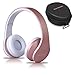 WorWoder Bluetooth Headphones Over Ear, Wireless Foldable Hi-Fi Stereo Headset and Wired Headphones 4 in 1 with Micro Support SD/TF Card for Travel Cell Phones Samsung(Rose Gold)