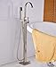 Votamuta Freestanding Bathtub Faucet Floor Mounted Bath Tub Filler Faucets with Hand Held Shower Head Brushed Nickel