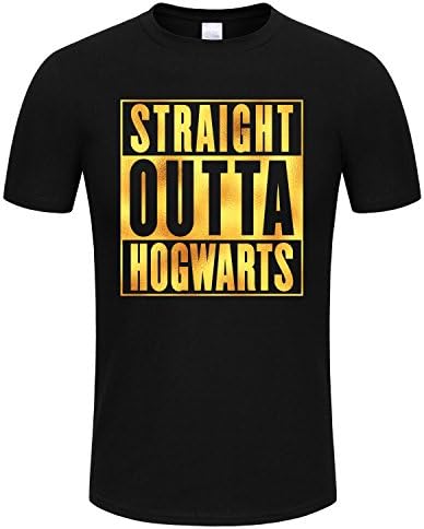 SPGBTees Gold Foil Men's Straight Outta Hogwarts T-shirt Black Color XXXL-Size