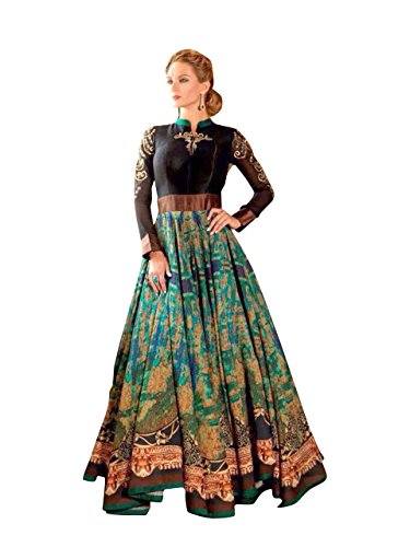 Ready Made Patiala Salwar Embroidered Cotton Salwar Kameez Suit India/Pakistani Dres G3 (LARGE, Green & Black)