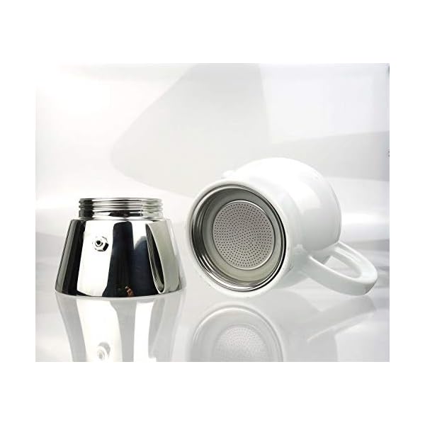 Moka Consorten Italienischer Espressokocher »Carina« | Edelstahl und weißes Porzellan | Füllmenge: 210 ml | Höhe: 18 cm… – Bild 4