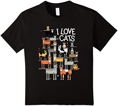 Kids "I Love Cats" T-Shirt for Feline Fans 8 Black
