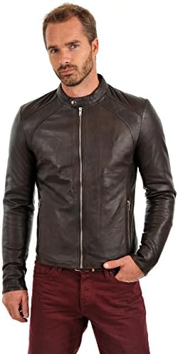 Lambskin Leather Men's Regular Biker Motorcycle Leather Jacket-MJ-098 -XXL