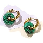 Turquoise Hoop Earrings, Vintage Gold Turquoise Earrings, Unique Gemstone Earrings for Western Turquoise Jewelry, Boho Cowgirl Earrings for Women