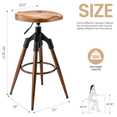 Brage Living Industrial Bar Stool, Adjustable Swivel Heavy Duty Airlift