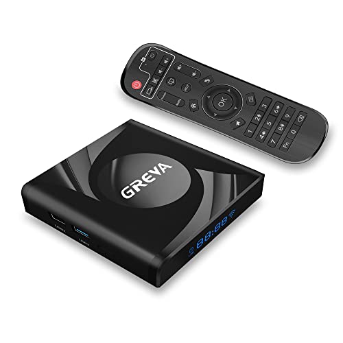 GREVA 2024 Android TV Box 13.0 4GB RAM 32GB ROM, Smart TV Box 8K RK3528 Chipset Support WiFi6 BT5.0 USB3.0 Ethernet LAN HDR10 3D HD Smart Streaming Media Player ((4G 32G))