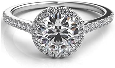 Lemon Grass 1.22 Ct Halo Set Solitaire Cubic Zirconia Promise Engagement Ring 925 Sterling Silver Ring Sizes 4-8