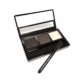 AMarkUp Three-Dimensional Natural 3-Color Face Eyebrow Powder Eye Shadow Palette with Double Sided Makeup Brushes Mirror Set (#02 Black)