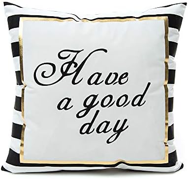 Monkeysell Decorative Pillow Cover Printed “ Have a Good Day ” Gold Lips Throw Pillow Cover Square Cushion Cover Pillowcase