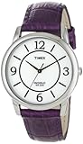 Timex Women's T2N690 Elevated Classics Dress Color Strap Collection Purple Leather Strap Watch