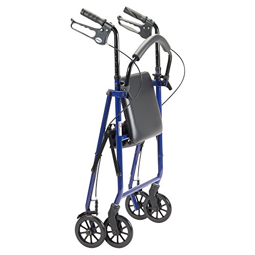 Drive Medical R800BL Foldable Rollator Walker With Seat, Blue on