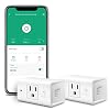 Etekcity ESW15 WiFi Energy Monitoring Smart Plug, Works with Alexa and Google Home, Compact Size, 15 Amp, White, 2 Pack
