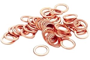 LUOQIUFA M12 Flat Washer Copper Sealing Ring, 12mm ID 18mm OD 1.5mm Thickness Metric Sealing Gasket, 40 Pieces