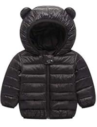 Winter Down Coats for Kids Baby Boys Girls Light Puffer Padded Jacket Bear Hoods Infant Outerwear Black